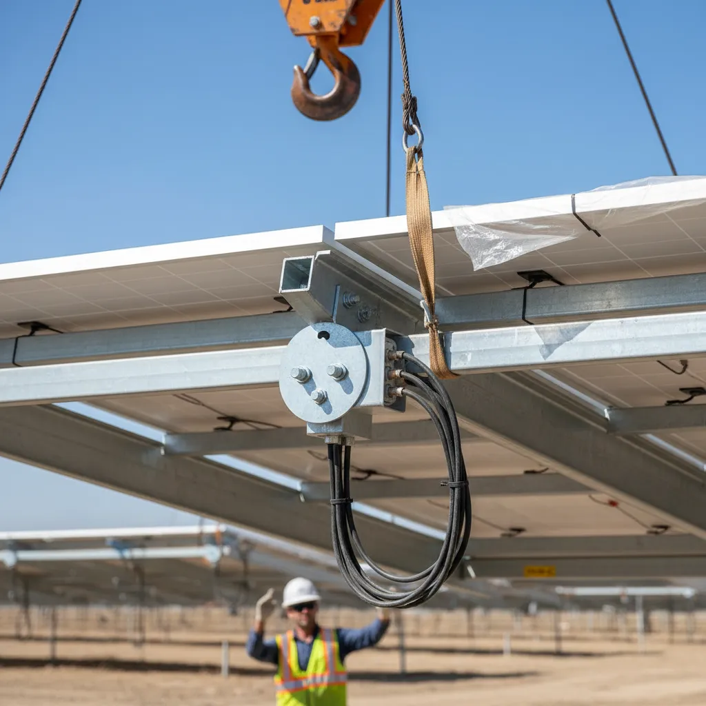 Imagen detalle — PVH: 44% menos tiempo en instalación solar con trackers pre-ensamblados